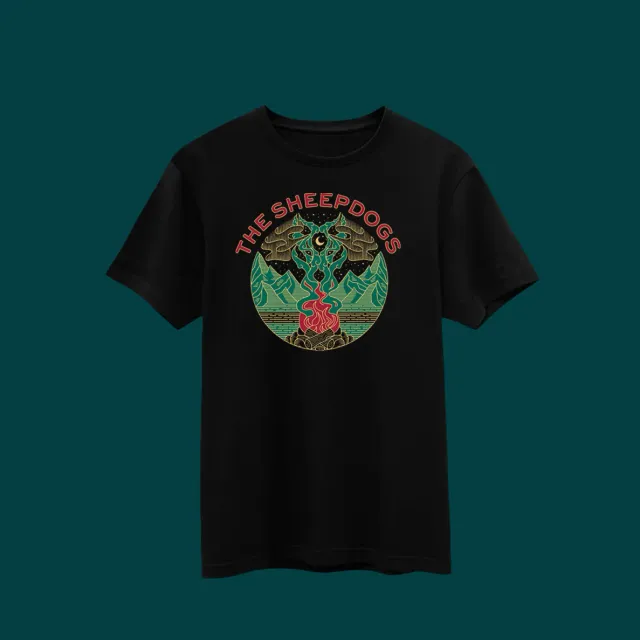Sheepdogs Recording Co Wolf Campfire t-shirt loup noir
