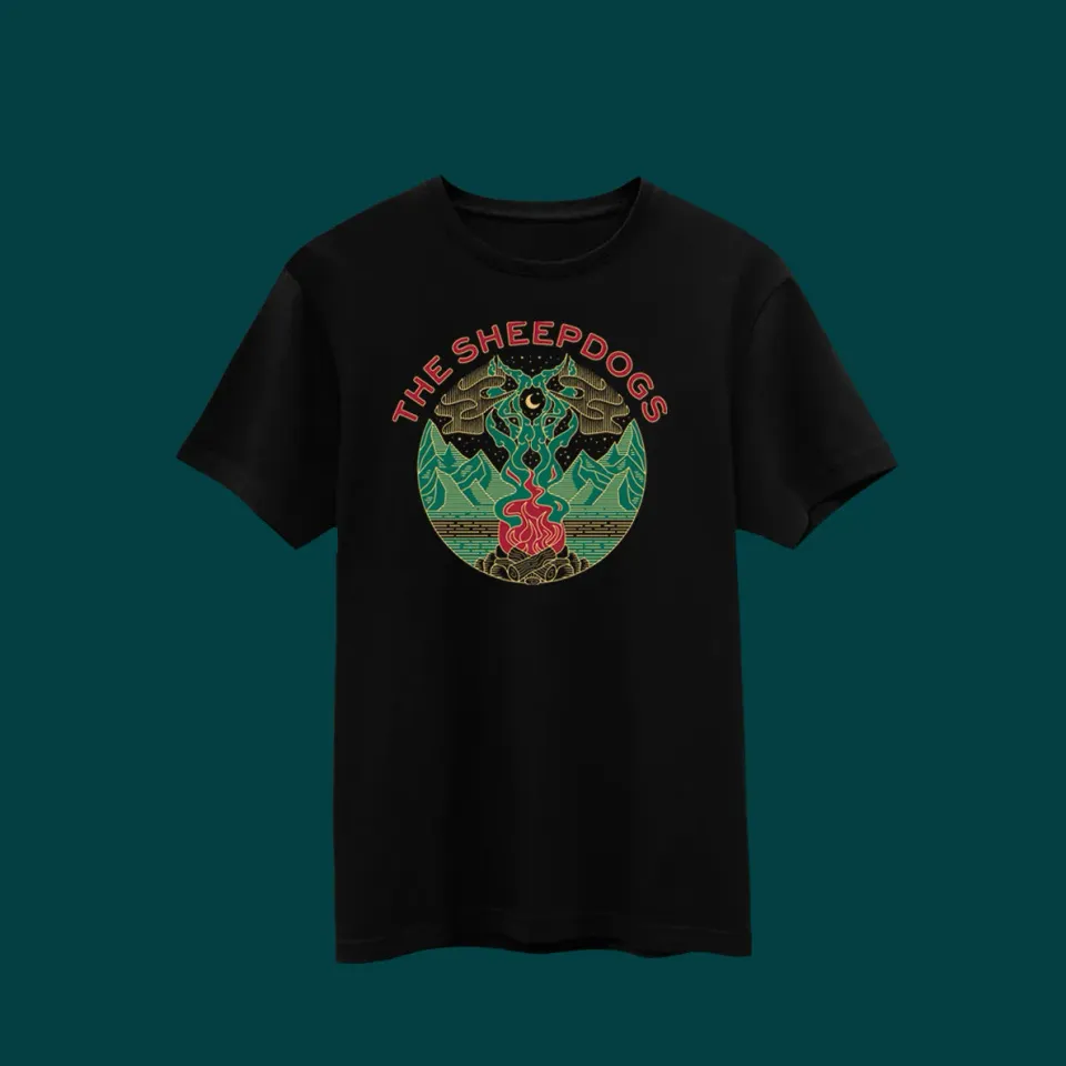 Sheepdogs Recording Co Wolf Campfire t-shirt loup noir