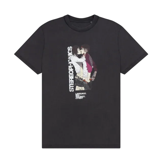 EMI Vintage Language t-shirt noir délavé coton