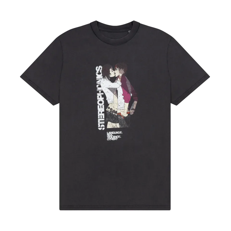 EMI Vintage Language t-shirt noir délavé coton