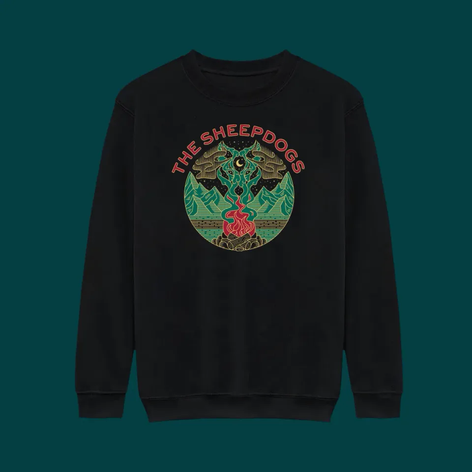 Sheepdogs Recording Co Wolf Campfire sweat crewneck gris loup feu de camp