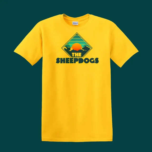 Sheepdogs Recording Co Sunset tee jaune visuel couchant