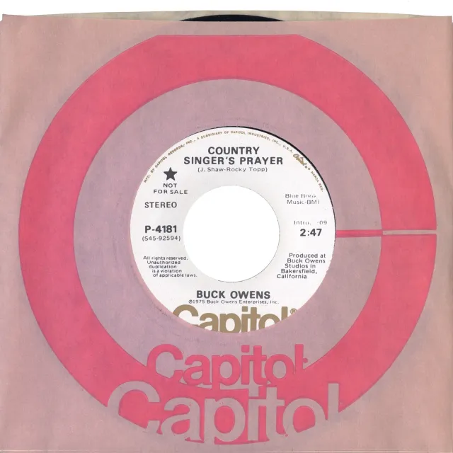 Omnivore Recordings Buck Owens Country Singer’s Prayer vinyle 7" vintage
