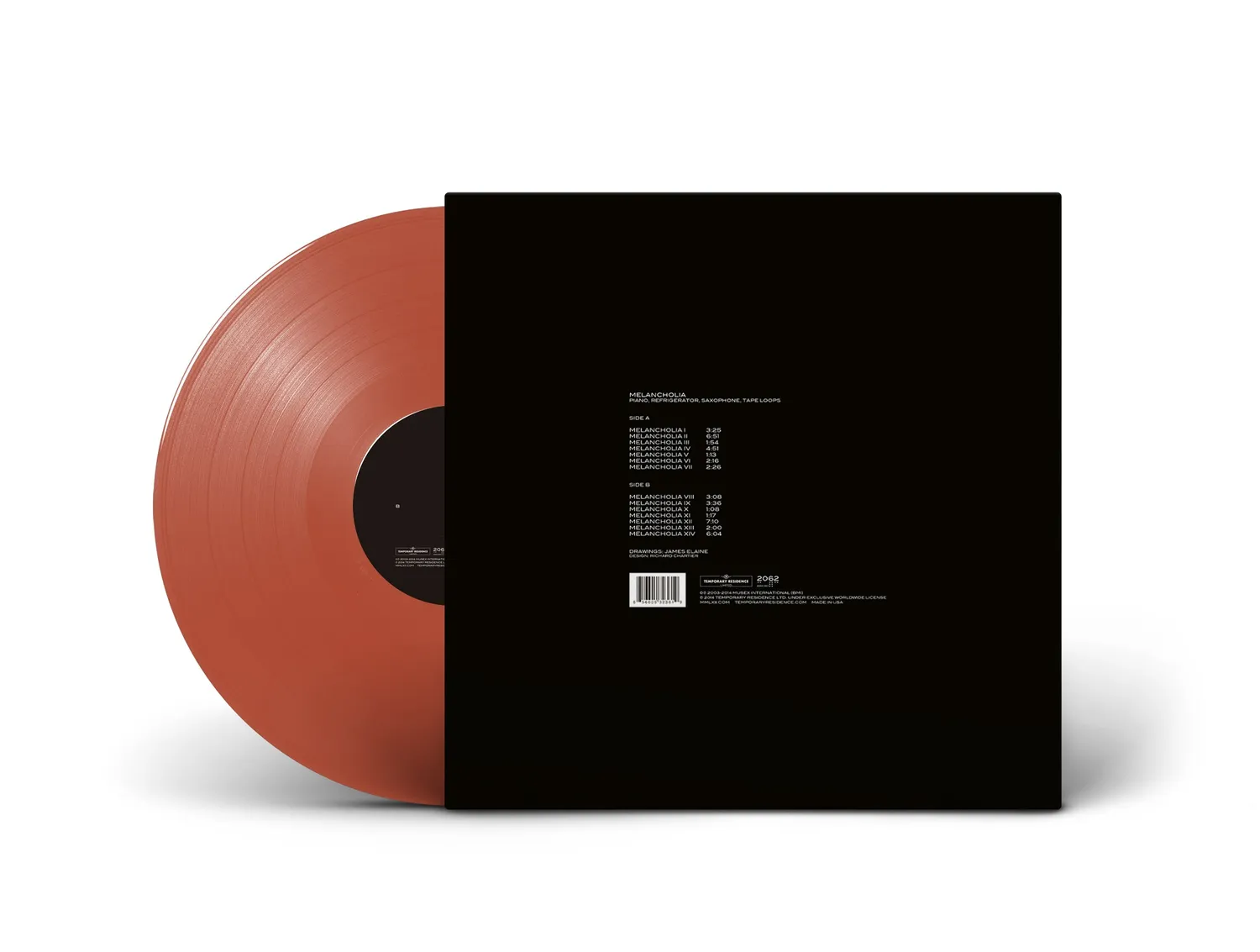 William Basinski Melancholia vinyle LP orange opaque remasterisé