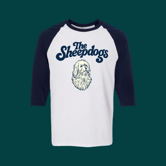 Sheepdogs Recording Co Dog Raglan t-shirt manches 3/4 blanc marine