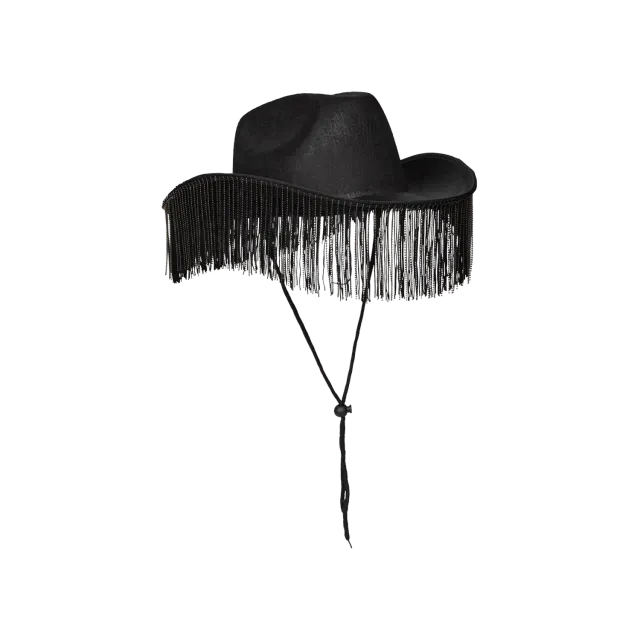 EMI chapeau cowboy noir à franges