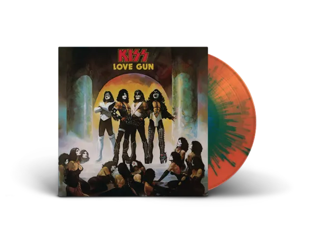 EMI Kiss Love Gun vinyle LP splatter tangerine aqua